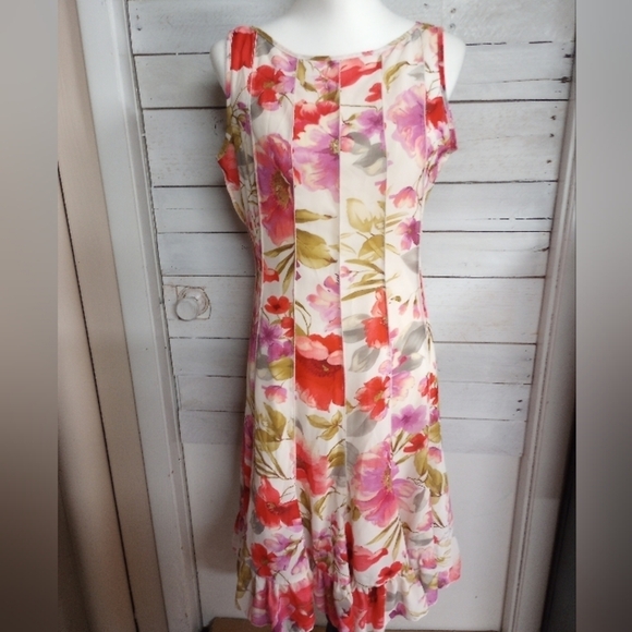 Z Studio Sleeveless, Women's 8P Sheer Slip Lined Floral A Line Spring Dress - Picture 1 of 12